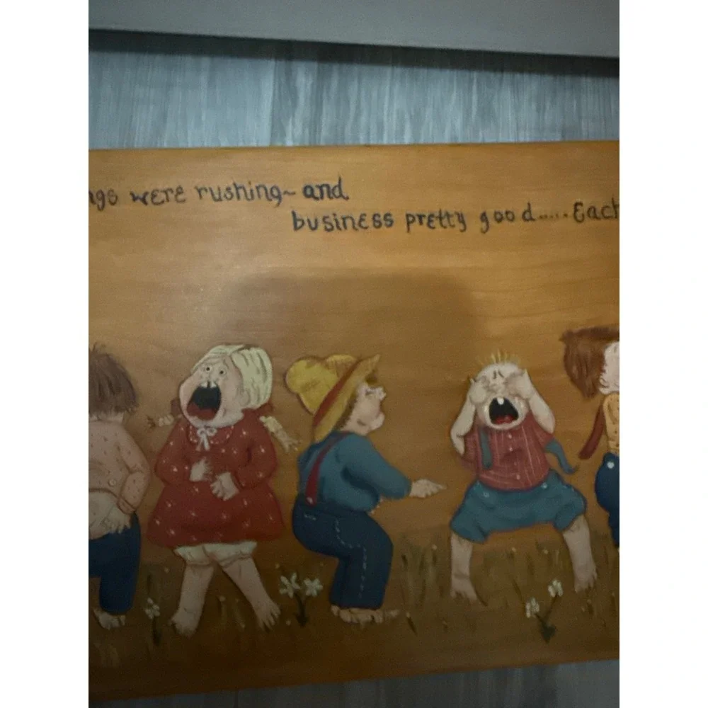 Vintage 1990 Hand Painted Wood Outhouse Plaque Folk Art Bathroom Decor JGW 90
